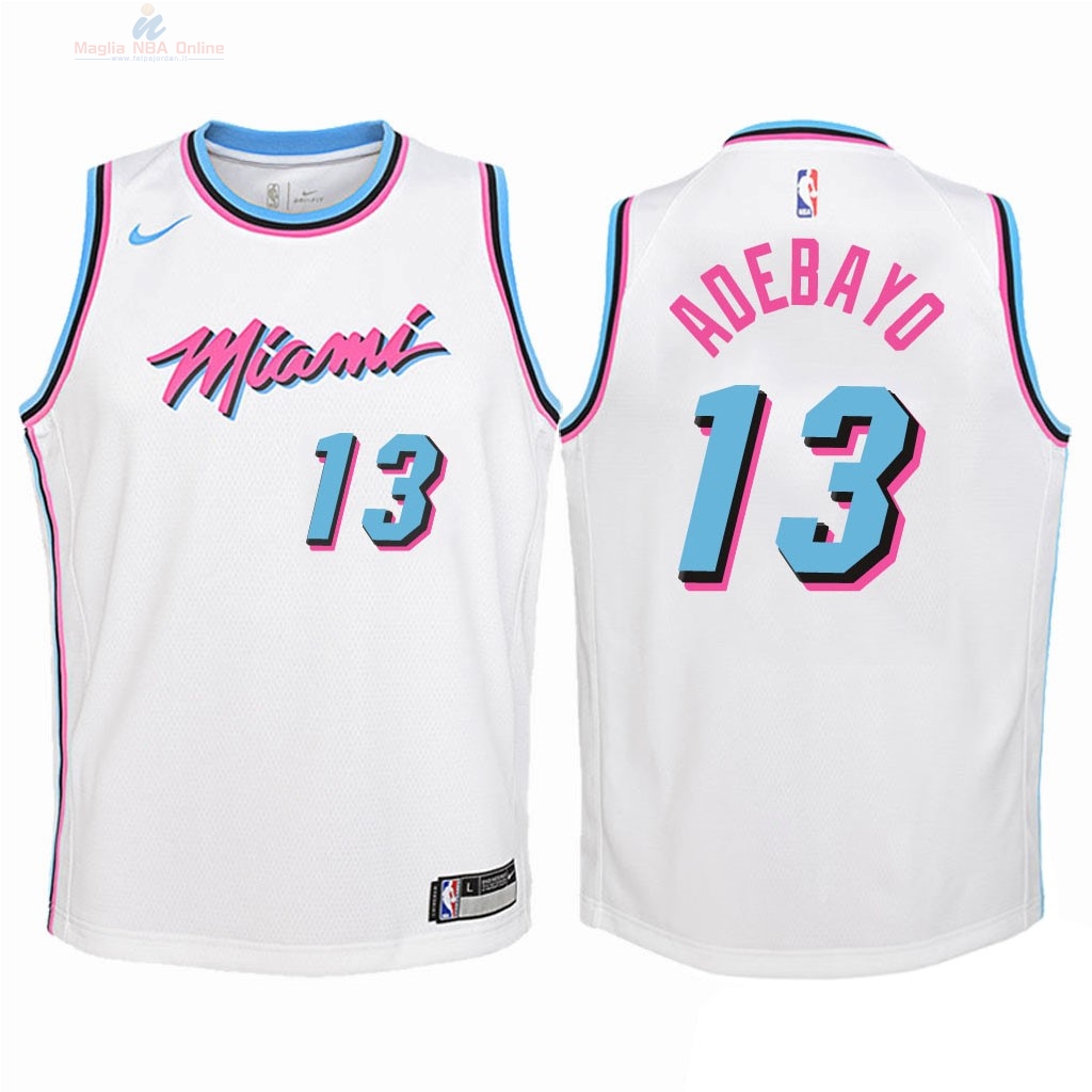 Acquista Maglia NBA Bambino Miami Heat #13 Bam Adebayo Nike Bianco Città 2018