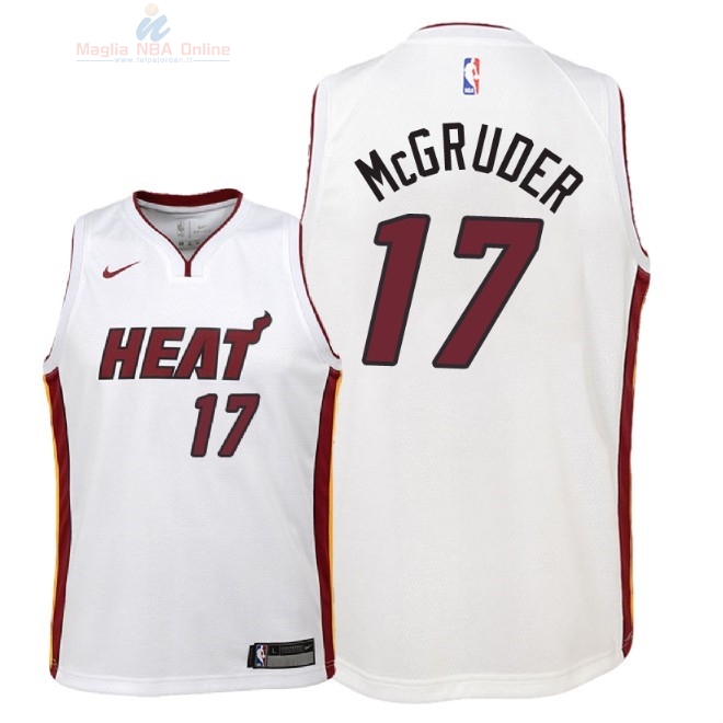 Acquista Maglia NBA Bambino Miami Heat #17 Rodney McGruder Bianco Association 2018