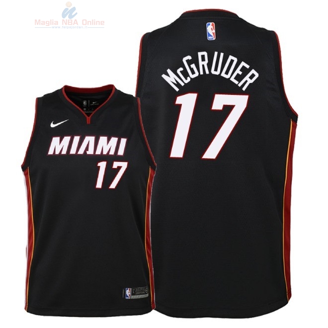 Acquista Maglia NBA Bambino Miami Heat #17 Rodney McGruder Nero Icon 2018