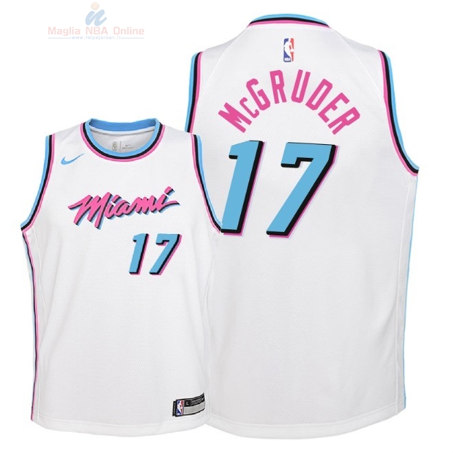 Acquista Maglia NBA Bambino Miami Heat #17 Rodney McGruder Nike Bianco Città 2018