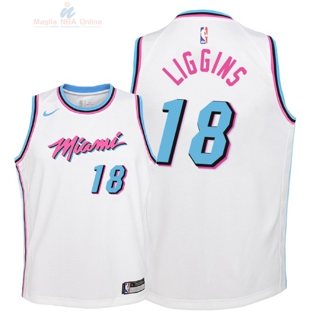 Acquista Maglia NBA Bambino Miami Heat #18 DeAndre Liggins Nike Bianco Città 2018