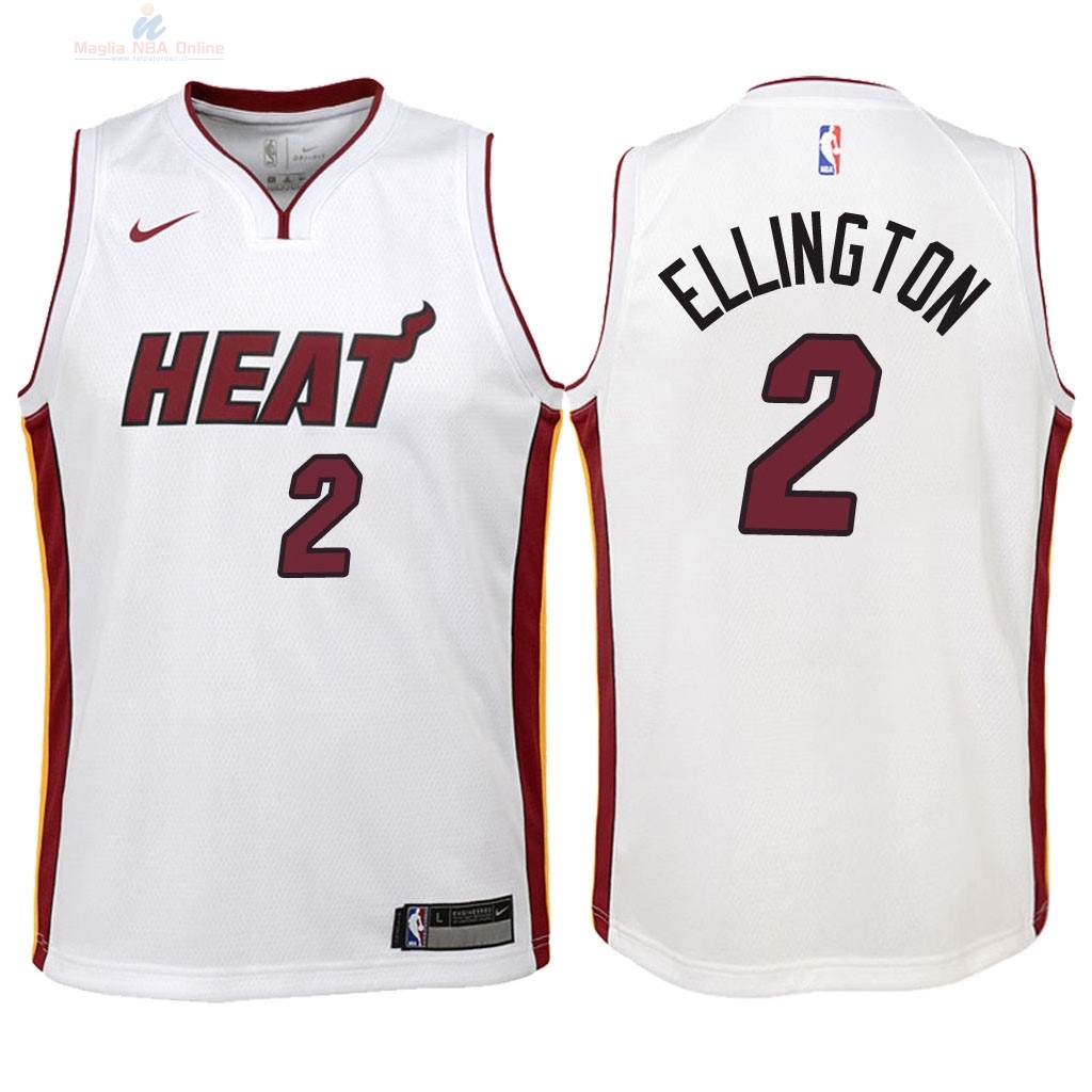 Acquista Maglia NBA Bambino Miami Heat #2 Wayne Ellington Bianco Association 2018