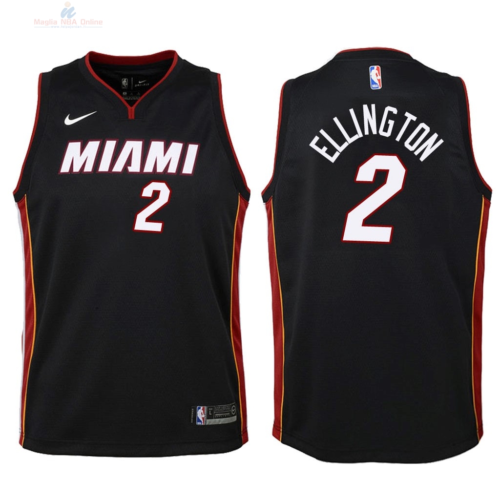 Acquista Maglia NBA Bambino Miami Heat #2 Wayne Ellington Nero Icon 2018