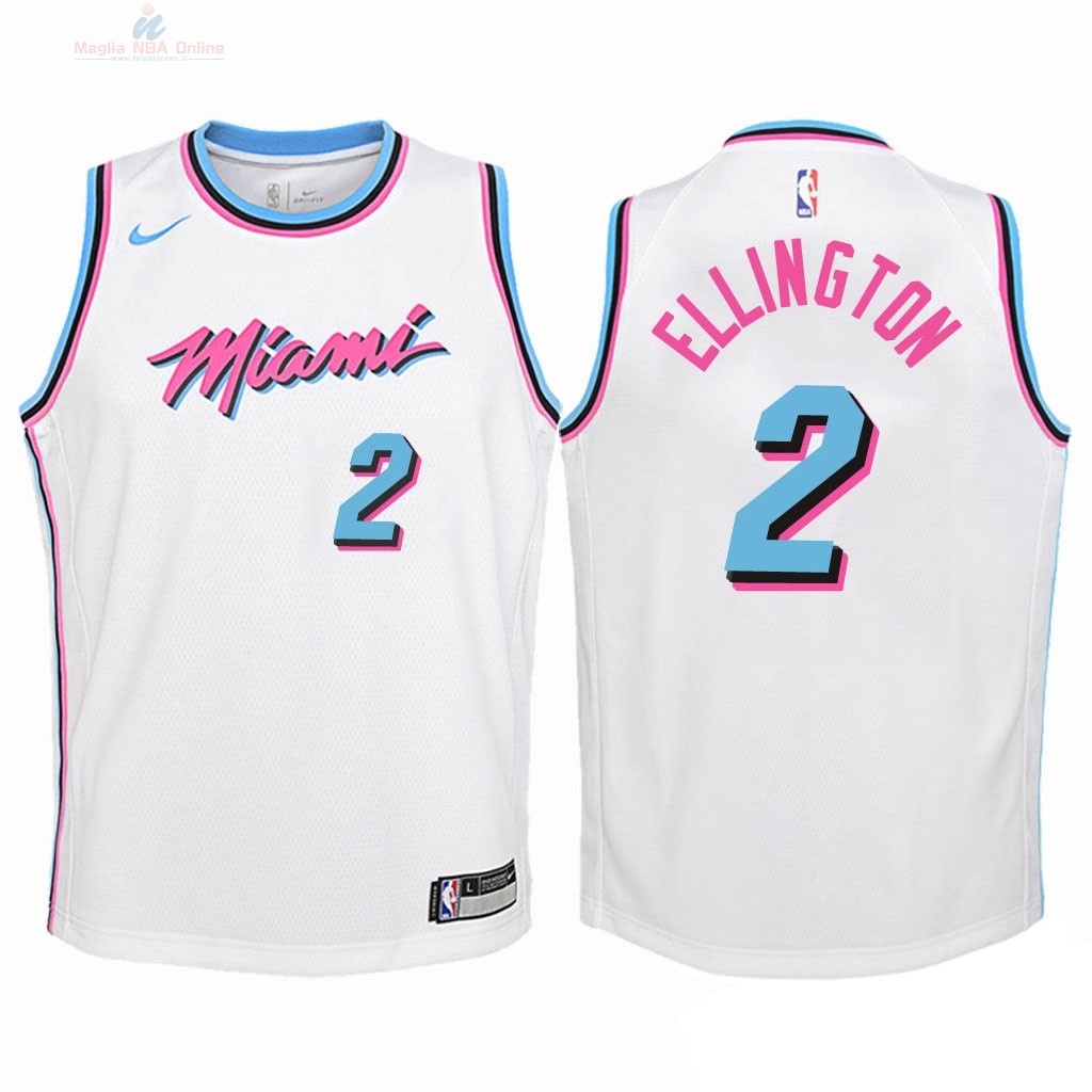 Acquista Maglia NBA Bambino Miami Heat #2 Wayne Ellington Nike Bianco Città 2018