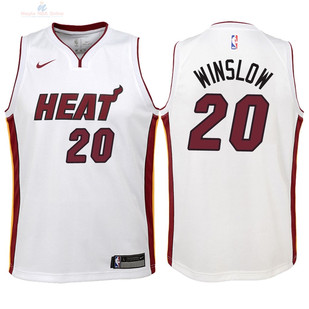 Acquista Maglia NBA Bambino Miami Heat #20 Justise Winslow Bianco Association 2018