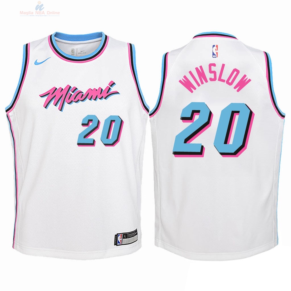 Acquista Maglia NBA Bambino Miami Heat #20 Justise Winslow Nike Bianco Città 2018