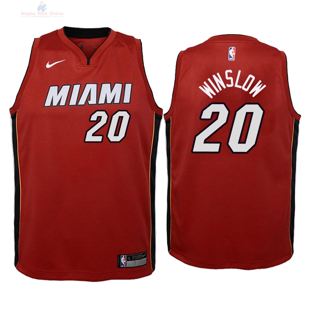 Acquista Maglia NBA Bambino Miami Heat #20 Justise Winslow Rosso Statement 2018