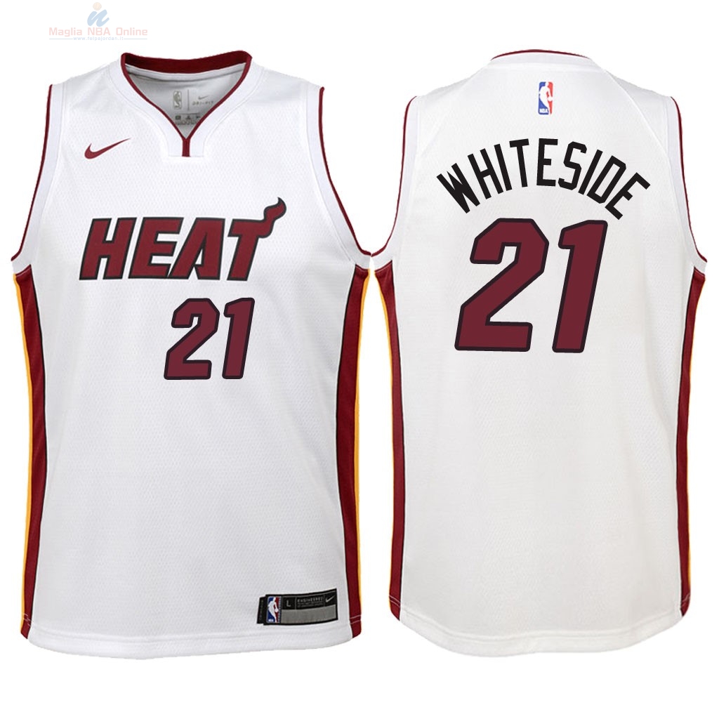 Acquista Maglia NBA Bambino Miami Heat #21 Hassan Whiteside Bianco Association 2018