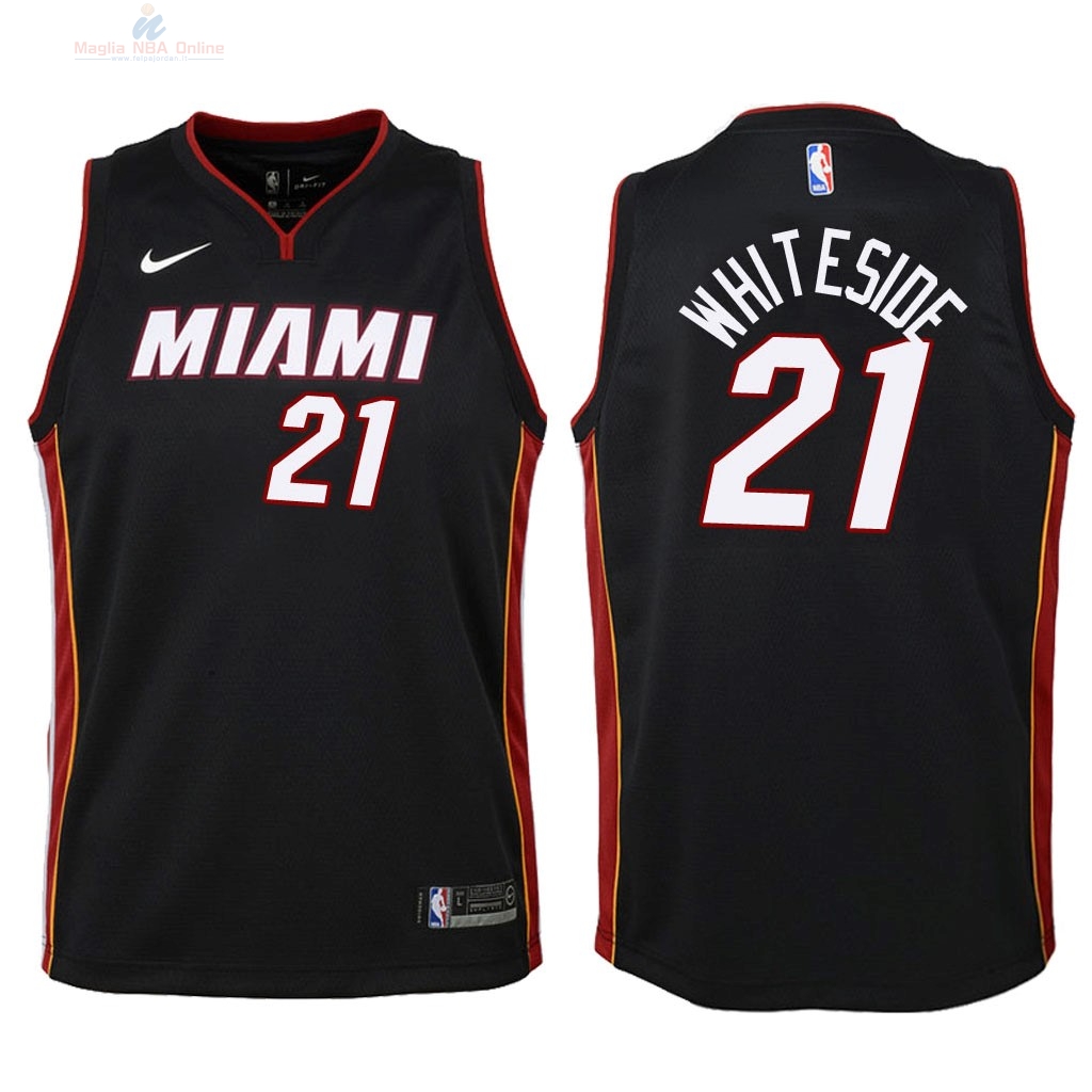 Acquista Maglia NBA Bambino Miami Heat #21 Hassan Whiteside Nero Icon 2018