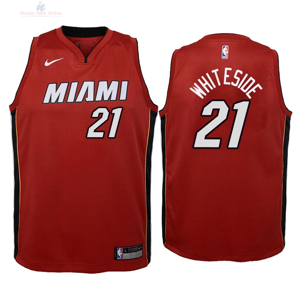 Acquista Maglia NBA Bambino Miami Heat #21 Hassan Whiteside Rosso Statement 2018