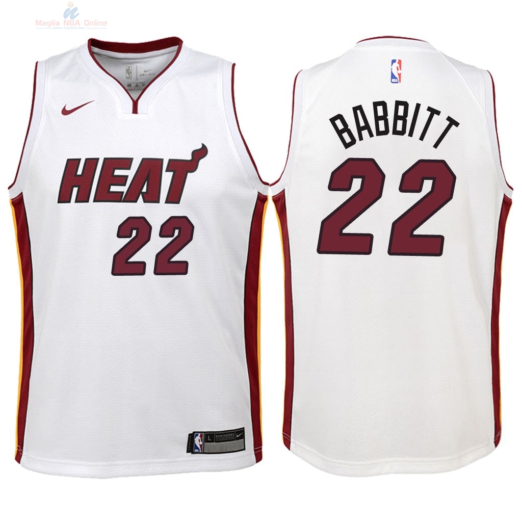 Acquista Maglia NBA Bambino Miami Heat #22 Luke Babbitt Bianco Association 2018