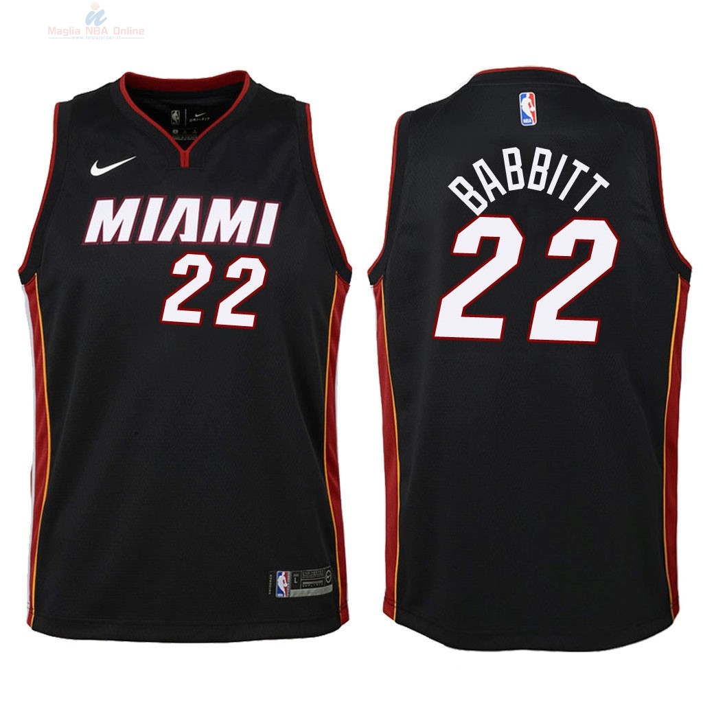 Acquista Maglia NBA Bambino Miami Heat #22 Luke Babbitt Nero Icon 2018