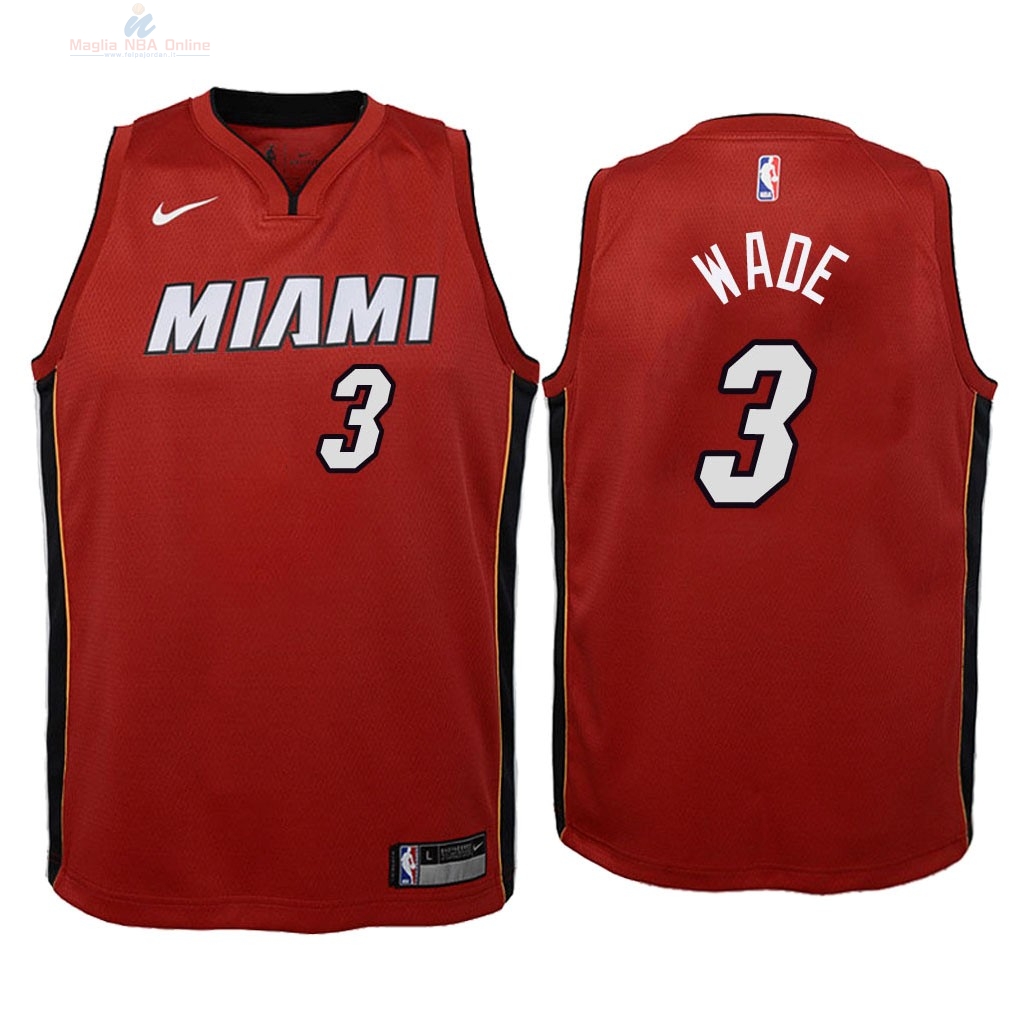 Acquista Maglia NBA Bambino Miami Heat #3 Dwyane Wade Rosso Statement 2018