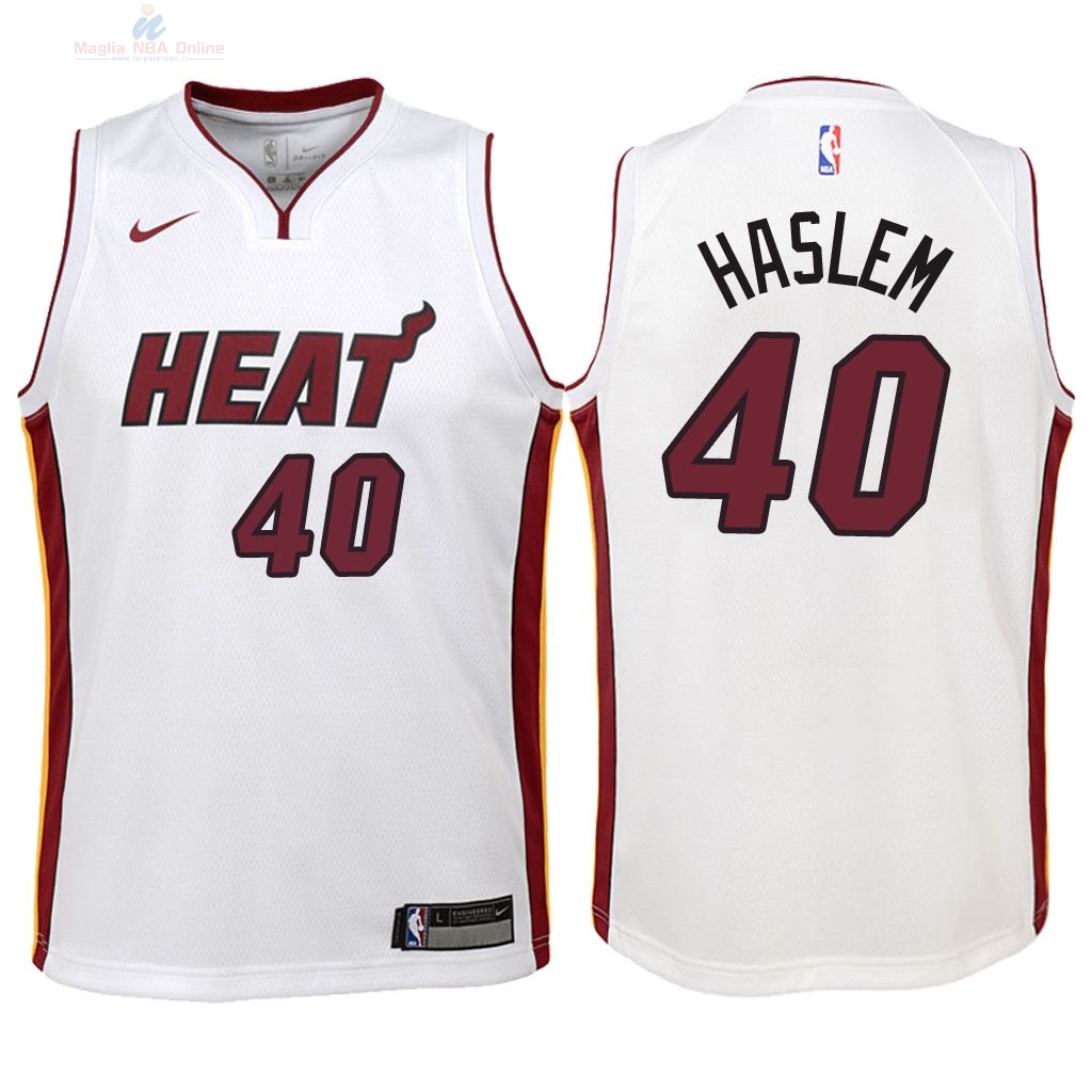 Acquista Maglia NBA Bambino Miami Heat #40 Udonis Haslem Bianco Association 2018