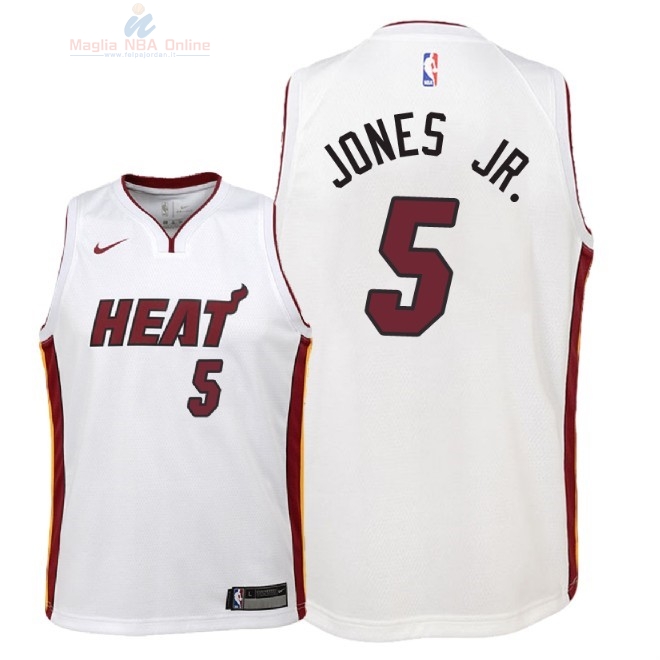 Acquista Maglia NBA Bambino Miami Heat #5 Derrick Jones Jr Bianco Association 2018