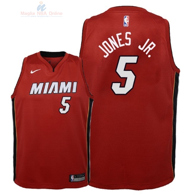 Acquista Maglia NBA Bambino Miami Heat #5 Derrick Jones Jr Rosso Statement 2018