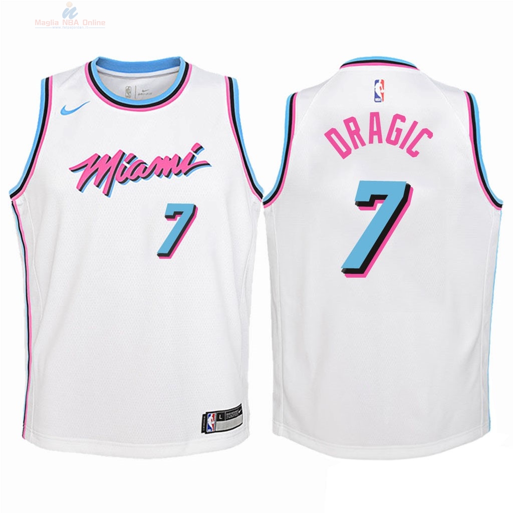 Acquista Maglia NBA Bambino Miami Heat #7 Goran Dragic Nike Bianco Città 2018