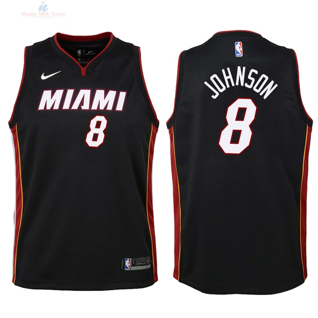 Acquista Maglia NBA Bambino Miami Heat #8 Tyler Johnson Nero Icon 2018