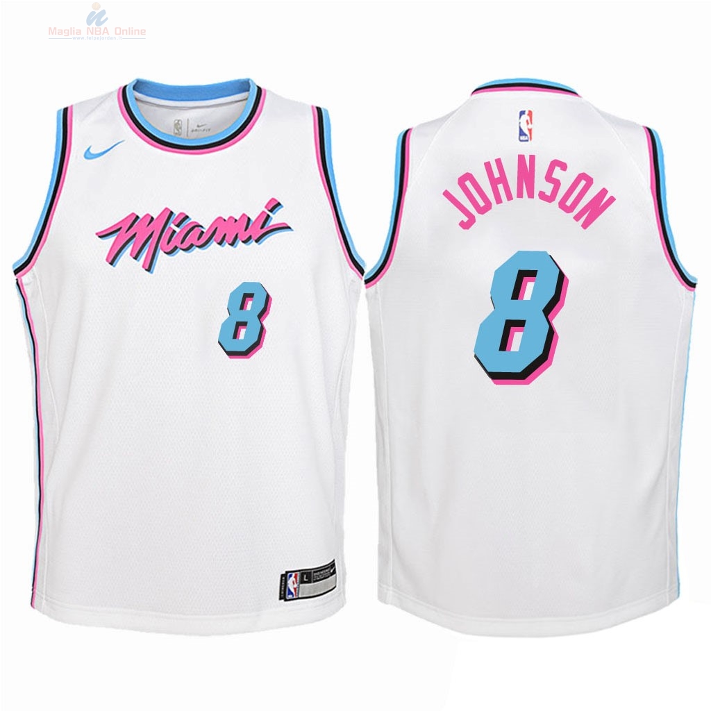 Acquista Maglia NBA Bambino Miami Heat #8 Tyler Johnson Nike Bianco Città 2018