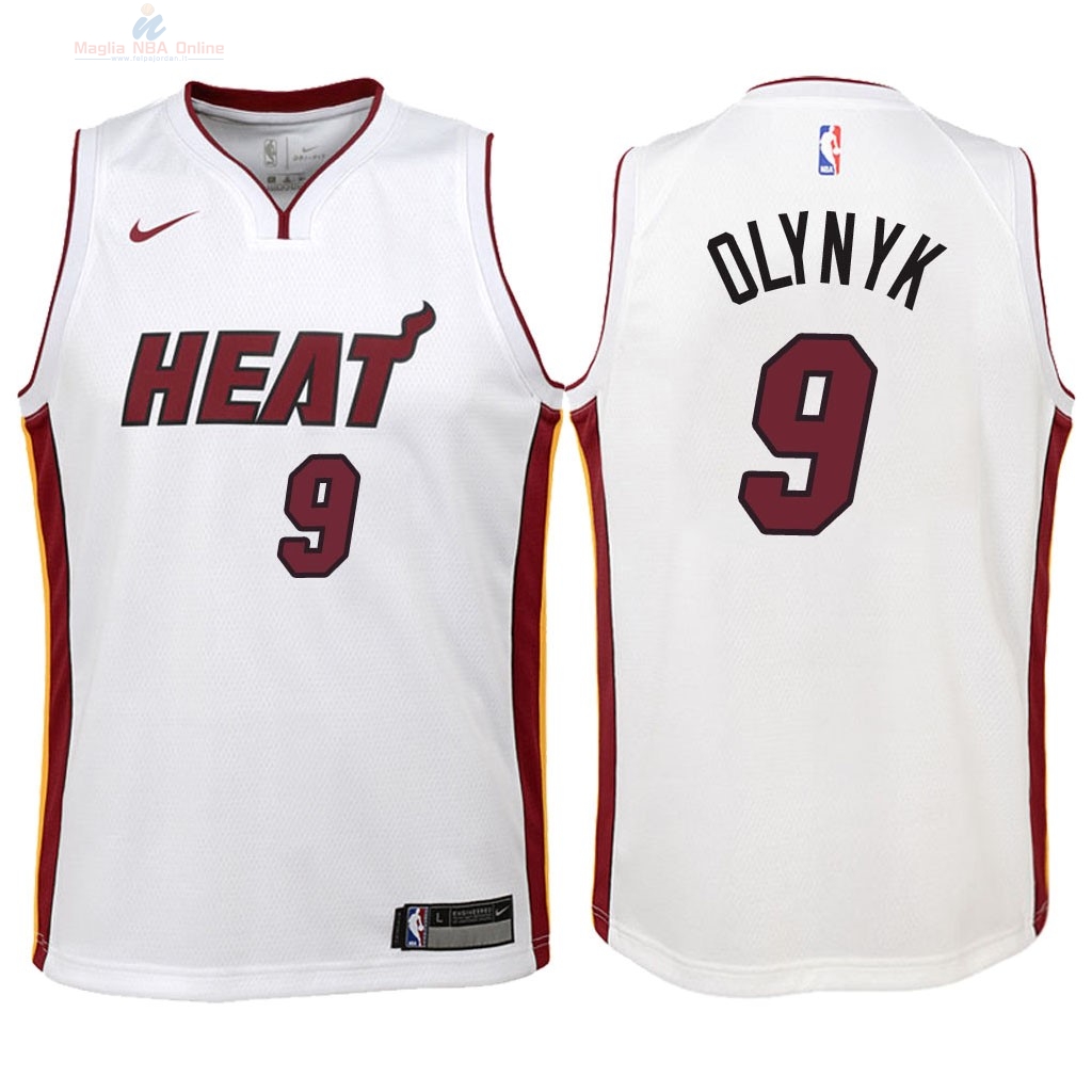 Acquista Maglia NBA Bambino Miami Heat #9 Kelly Olynyk Bianco Association 2018