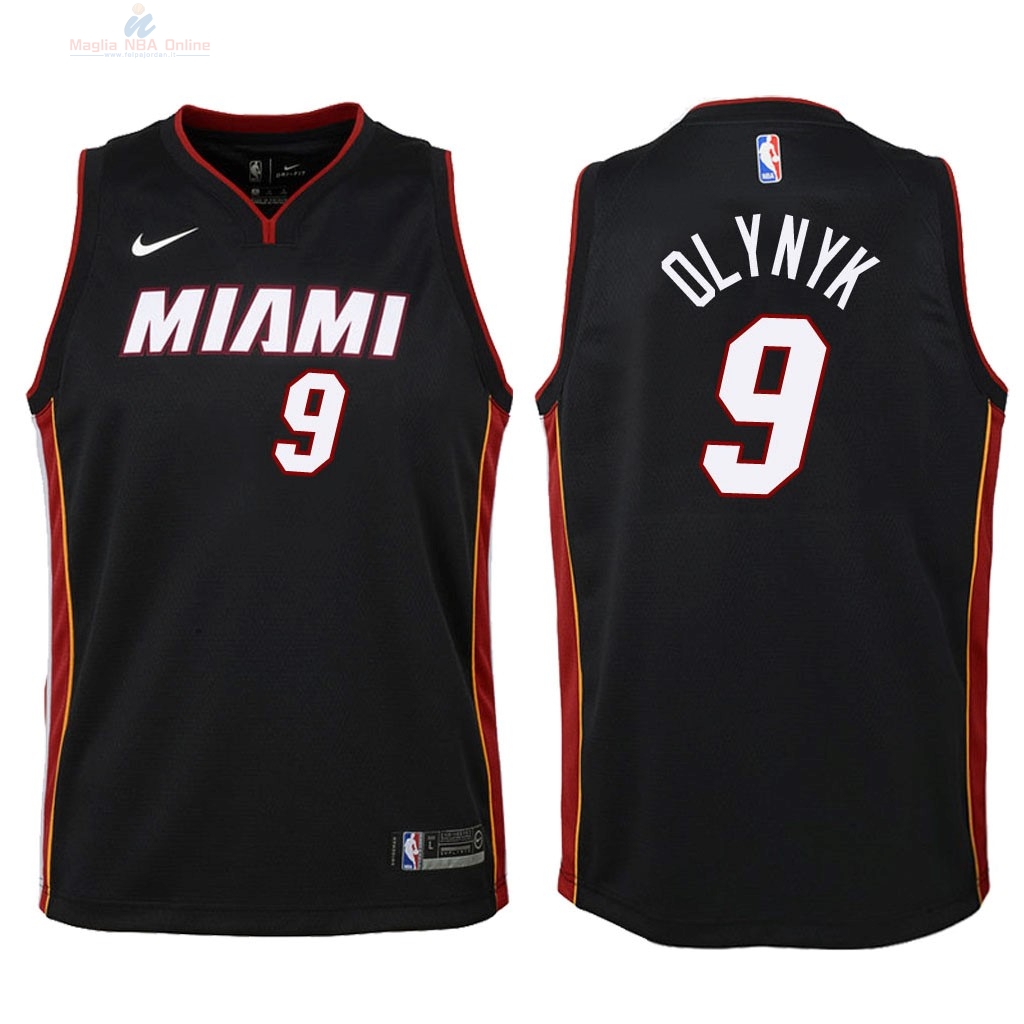 Acquista Maglia NBA Bambino Miami Heat #9 Kelly Olynyk Nero Icon 2018