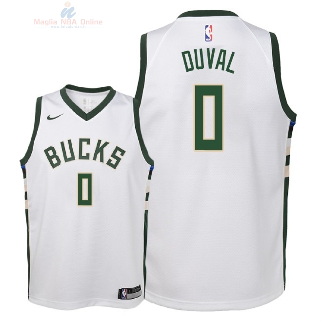 Acquista Maglia NBA Bambino Milwaukee Bucks #0 Trevon Duval Bianco Association 2018-19