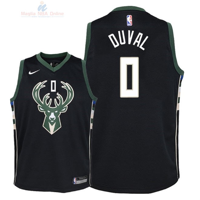 Acquista Maglia NBA Bambino Milwaukee Bucks #0 Trevon Duval Nero Statement 2018-19