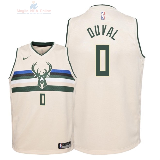 Acquista Maglia NBA Bambino Milwaukee Bucks #0 Trevon Duval Nike Crema Città 2018-19