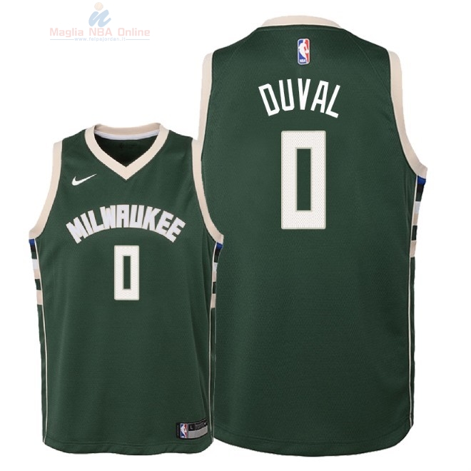 Acquista Maglia NBA Bambino Milwaukee Bucks #0 Trevon Duval Verde Icon 2018-19