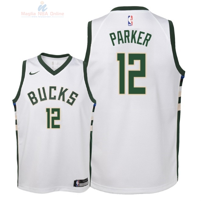 Acquista Maglia NBA Bambino Milwaukee Bucks #12 Jabari Parker Bianco Association 2018