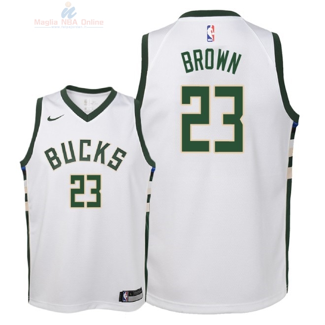 Acquista Maglia NBA Bambino Milwaukee Bucks #23 Sterling Brown Bianco Association 2018