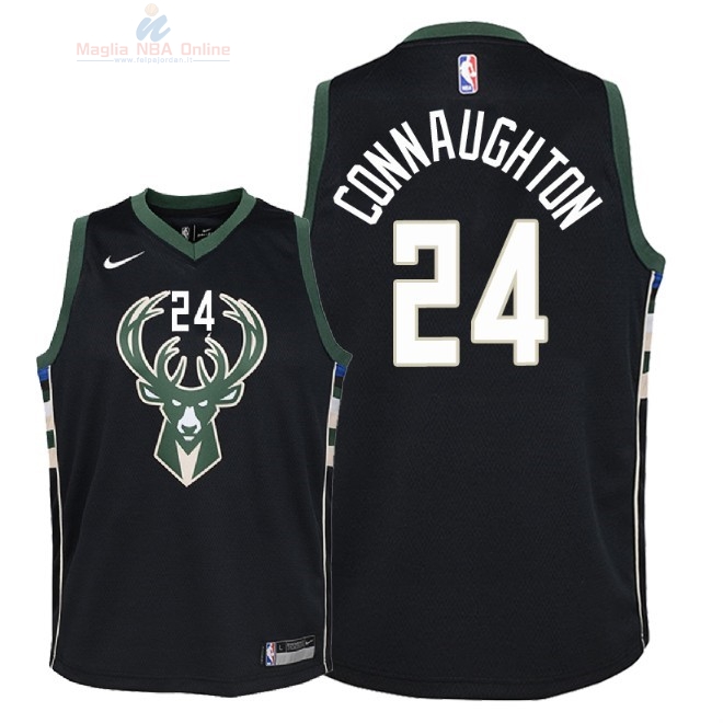 Acquista Maglia NBA Bambino Milwaukee Bucks #24 Pat Connaughton Nero Statement 2018-19