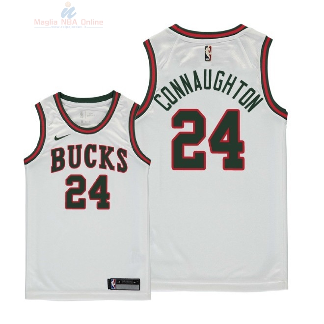 Acquista Maglia NBA Bambino Milwaukee Bucks #24 Pat Connaughton Retro Bianco 2018-19