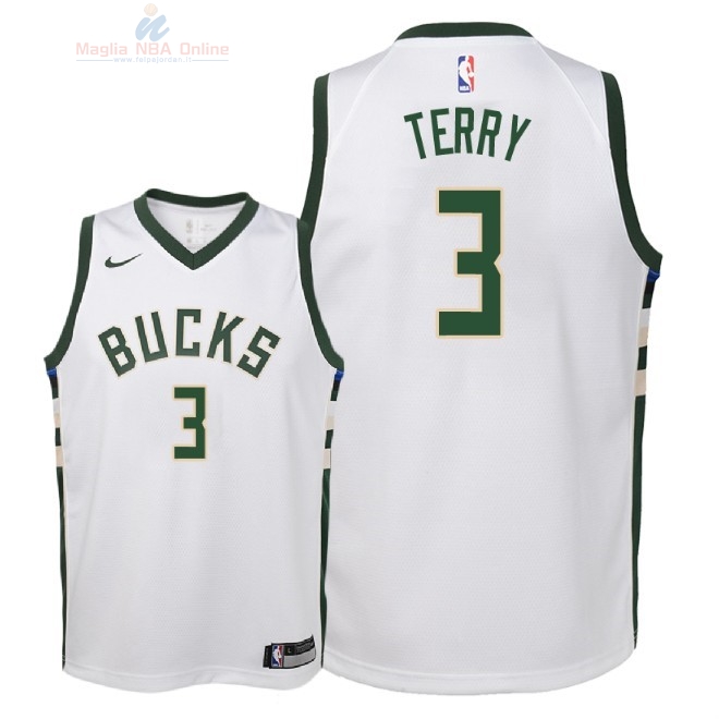 Acquista Maglia NBA Bambino Milwaukee Bucks #3 Jason Terry Bianco Association 2018