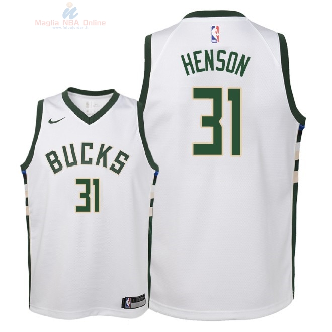 Acquista Maglia NBA Bambino Milwaukee Bucks #31 John Henson Bianco Association 2018