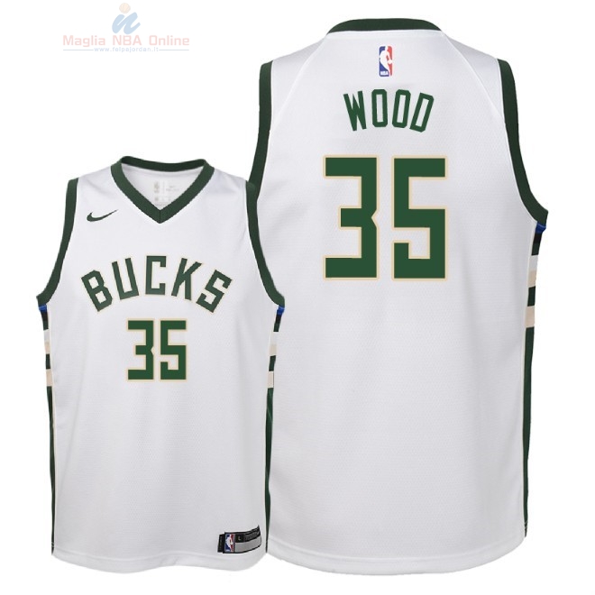 Acquista Maglia NBA Bambino Milwaukee Bucks #35 Christian Wood Bianco Association 2018-19