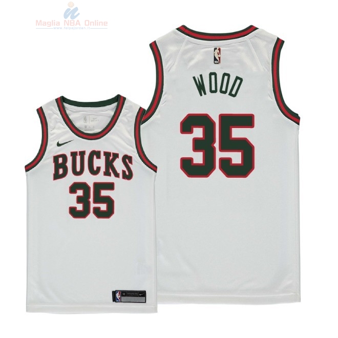 Acquista Maglia NBA Bambino Milwaukee Bucks #35 Christian Wood Retro Bianco 2018-19