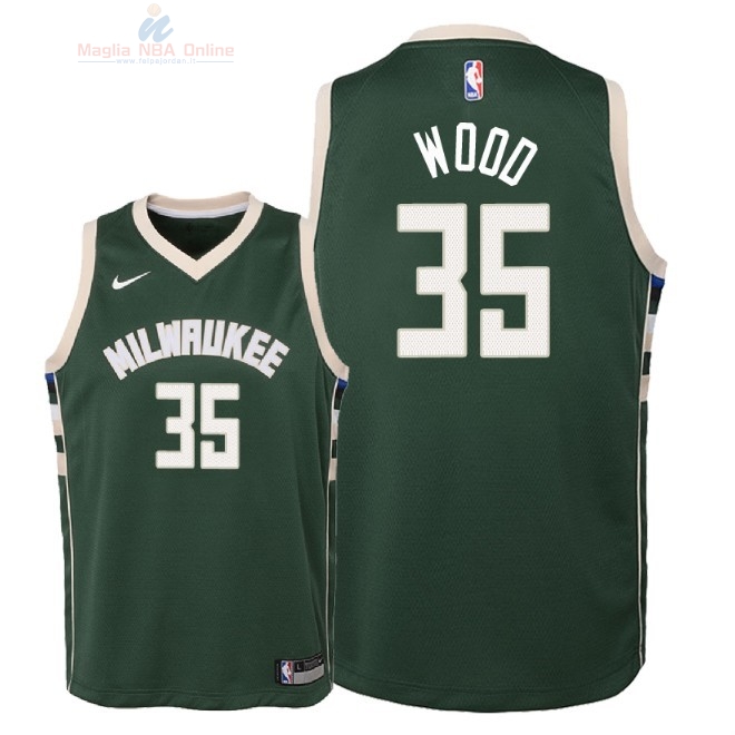 Acquista Maglia NBA Bambino Milwaukee Bucks #35 Christian Wood Verde Icon 2018-19