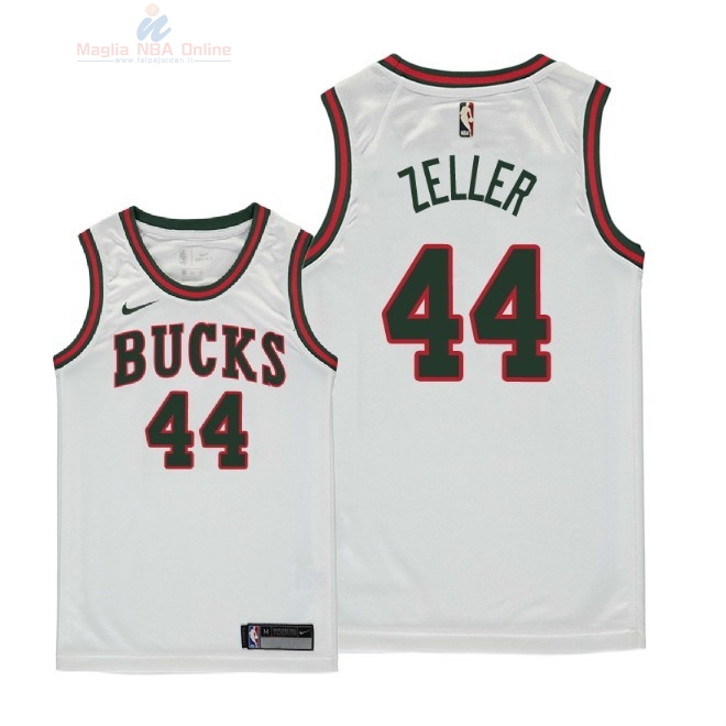 Acquista Maglia NBA Bambino Milwaukee Bucks #44 Tyler Zeller Retro Bianco 2018