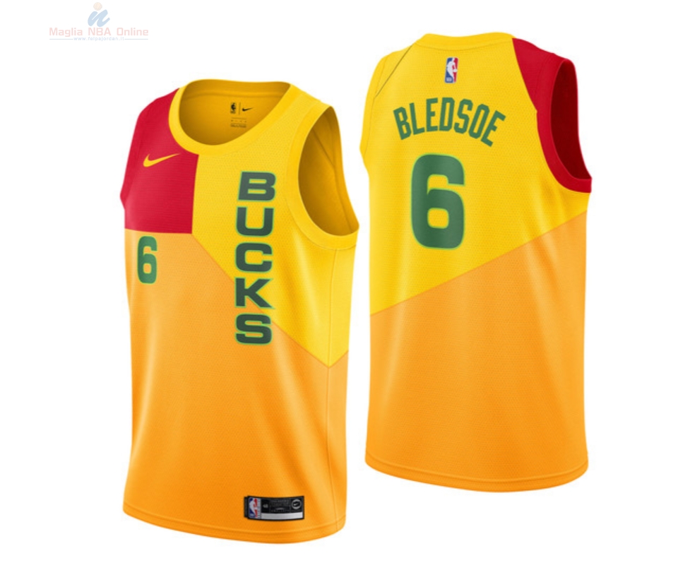 Acquista Maglia NBA Bambino Milwaukee Bucks #6 Eric Bledsoe Nike Giallo Città 2018-19