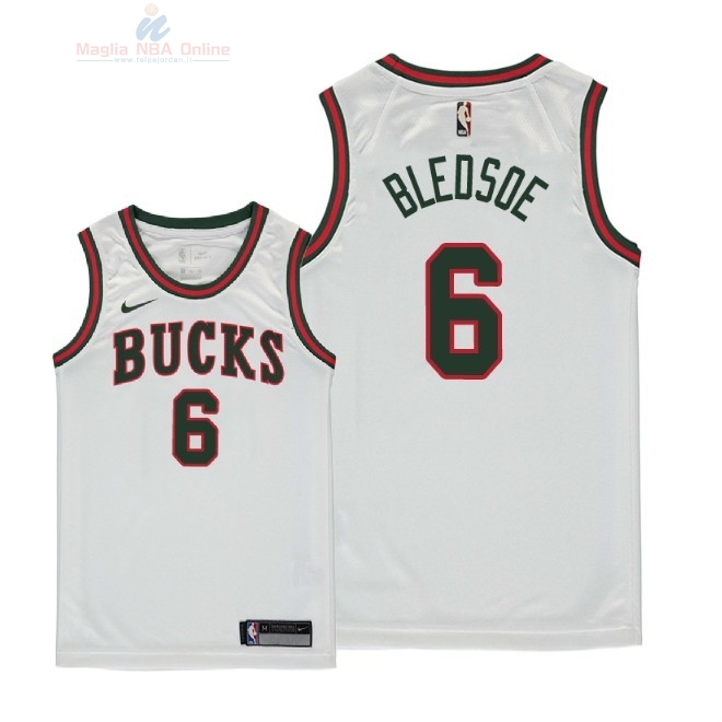 Acquista Maglia NBA Bambino Milwaukee Bucks #6 Eric Bledsoe Retro Bianco 2018