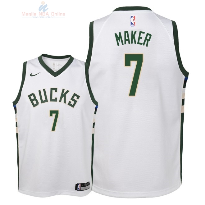 Acquista Maglia NBA Bambino Milwaukee Bucks #7 Thon Maker Bianco Association 2018