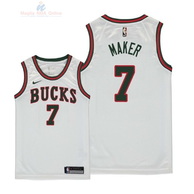 Acquista Maglia NBA Bambino Milwaukee Bucks #7 Thon Maker Retro Bianco 2018