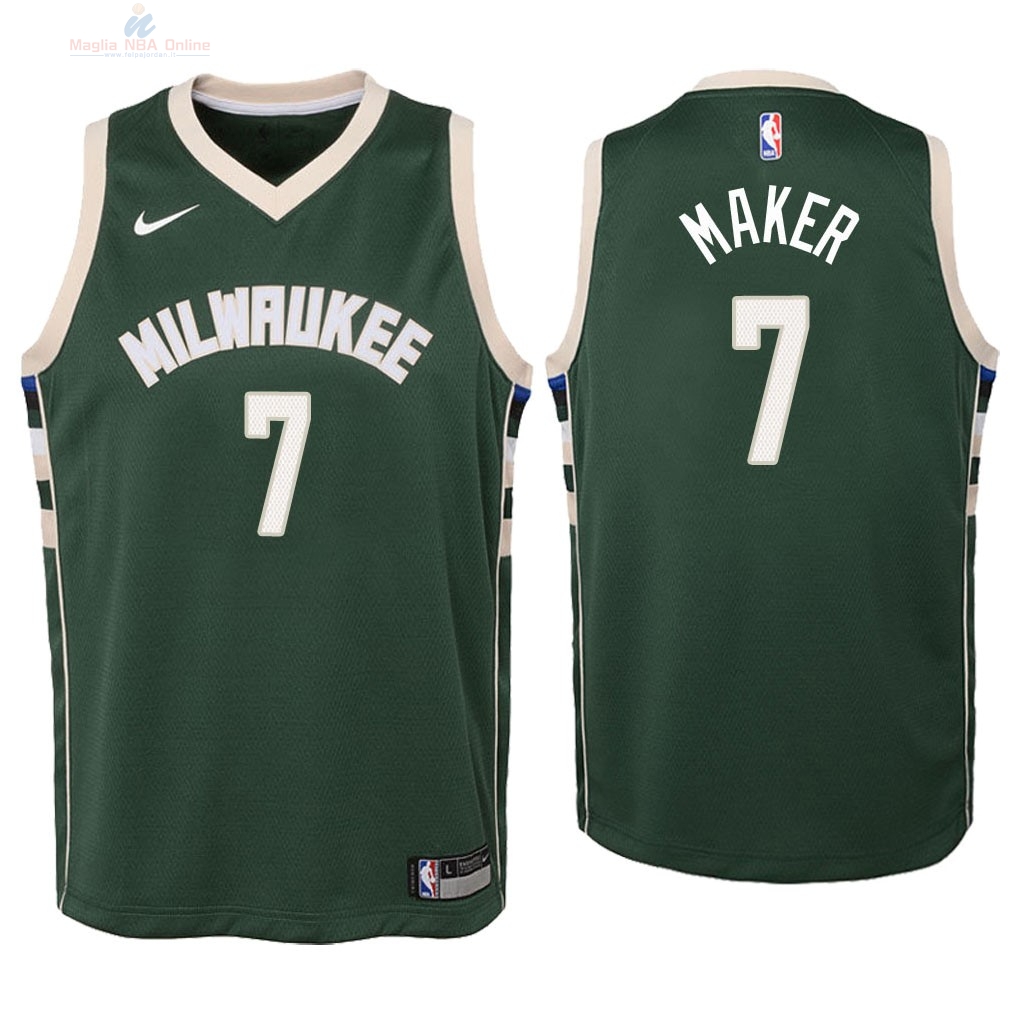 Acquista Maglia NBA Bambino Milwaukee Bucks #7 Thon Maker Verde Icon 2018