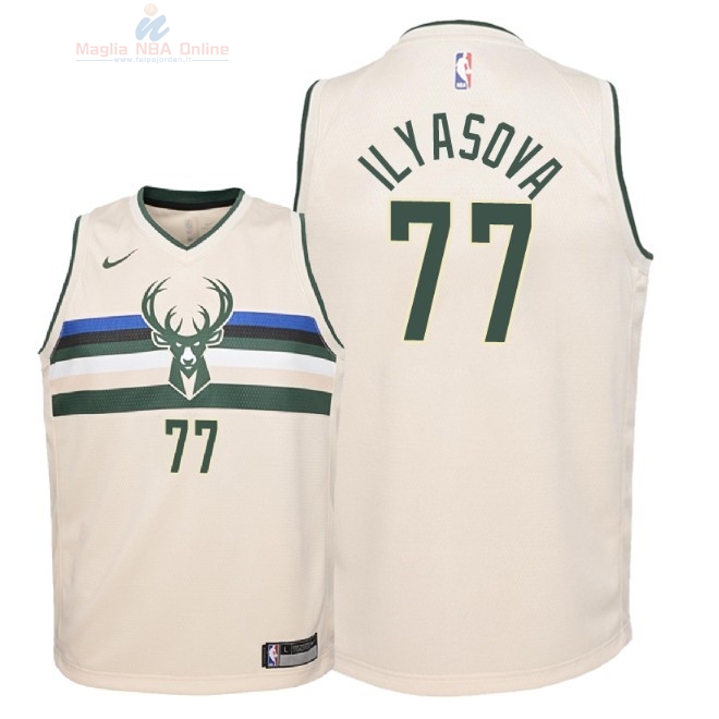 Acquista Maglia NBA Bambino Milwaukee Bucks #77 Ersan Ilyasova Nike Crema Città 2018-19