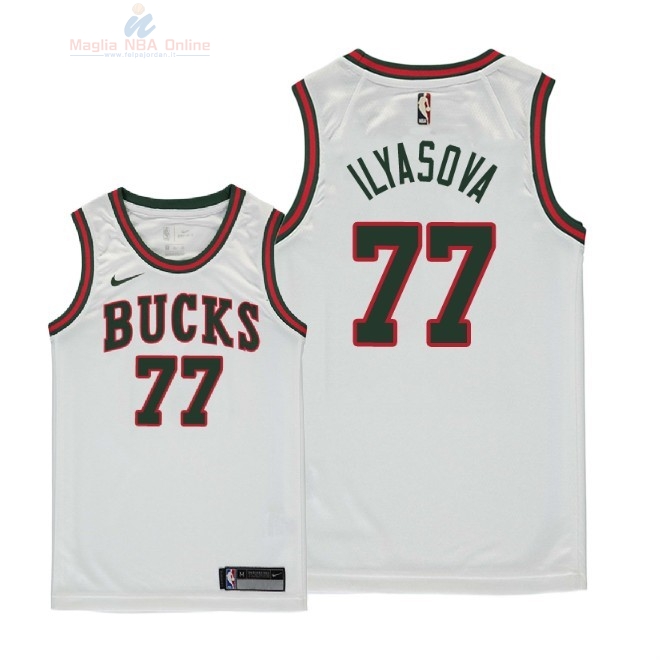 Acquista Maglia NBA Bambino Milwaukee Bucks #77 Ersan Ilyasova Retro Bianco 2018-19