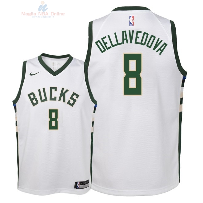 Acquista Maglia NBA Bambino Milwaukee Bucks #8 Matthew Dellavedova Bianco Association 2018