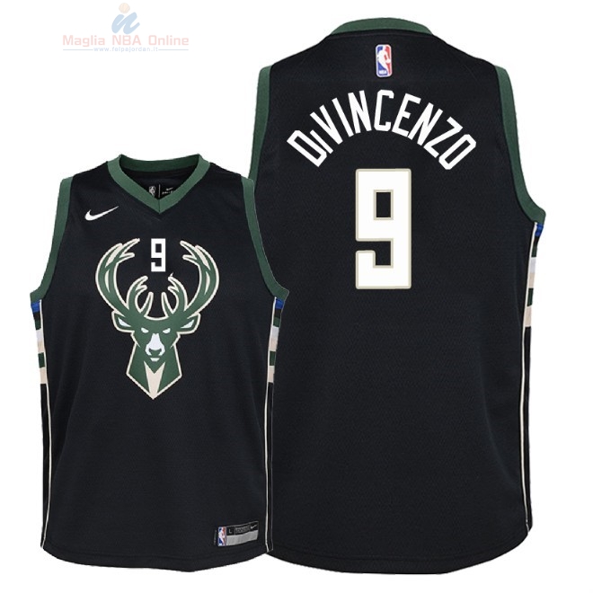 Acquista Maglia NBA Bambino Milwaukee Bucks #9 Donte DiVincenzo Nero Statement 2018