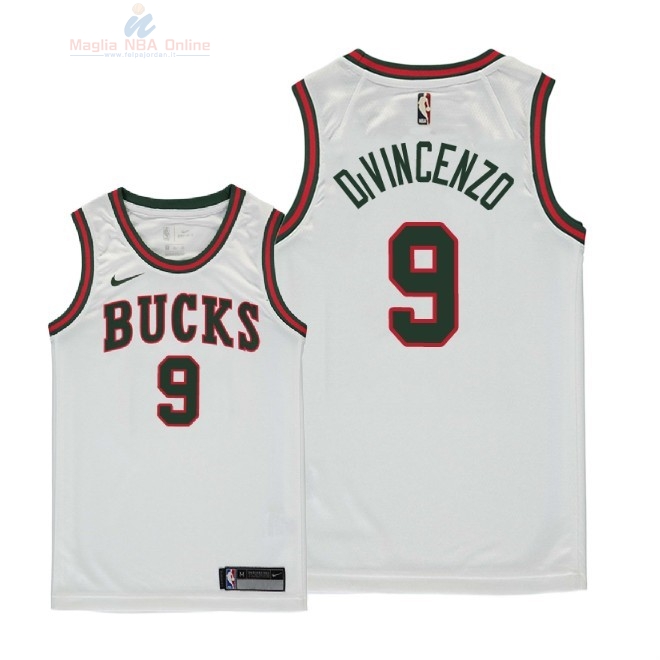 Acquista Maglia NBA Bambino Milwaukee Bucks #9 Donte DiVincenzo Retro Bianco 2018-19