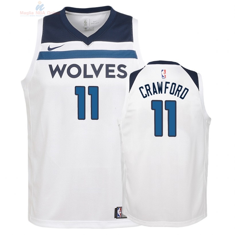 Acquista Maglia NBA Bambino Minnesota Timberwolves #11 Jamal Crawford Bianco Association 2018